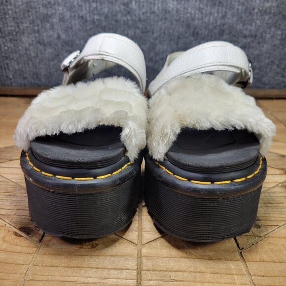 DrβMartens Voss Quad Fluffy Women's 7 Faux Fur Heart White Nappa Sandals - Picture 4 of 13